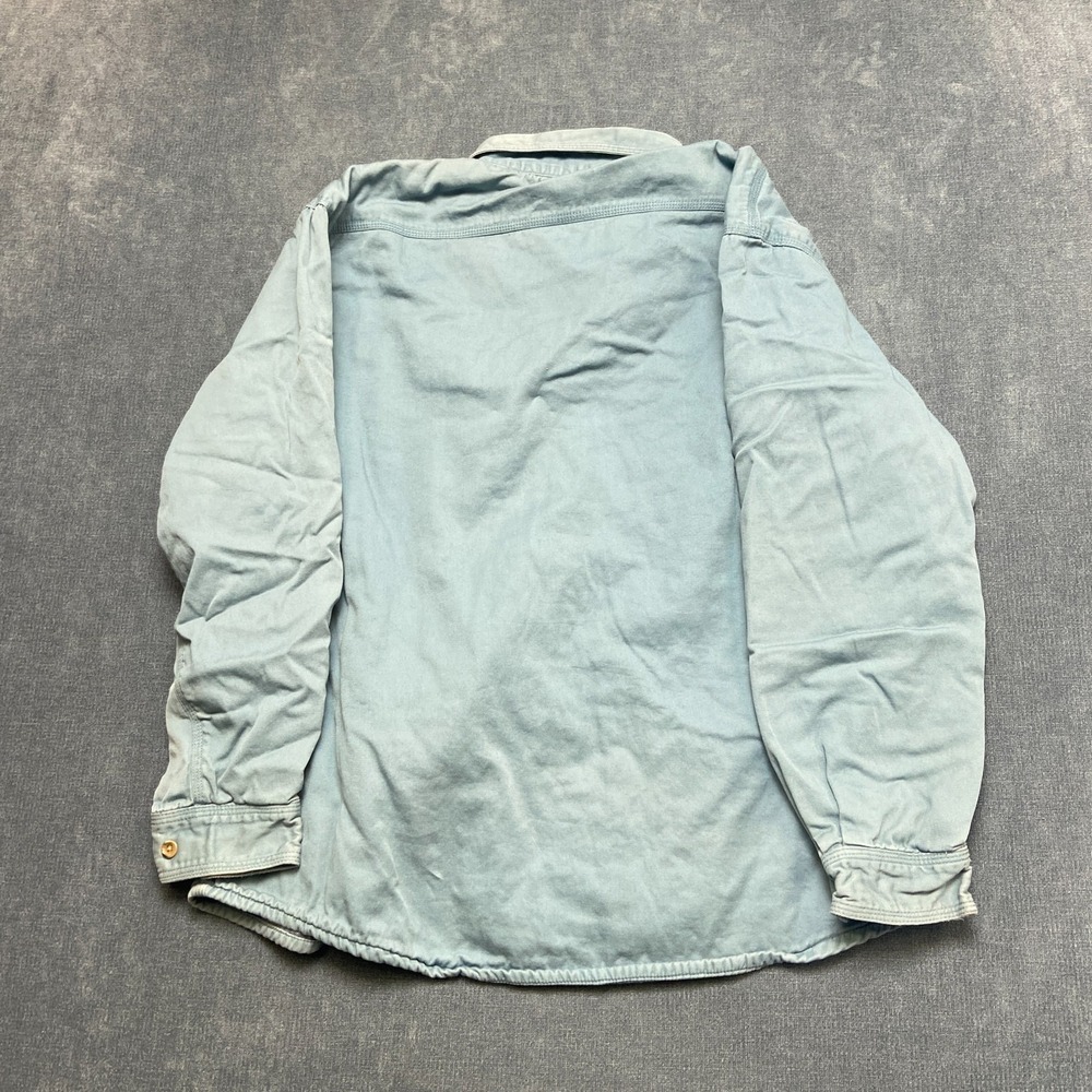 VTG Cabelas Shirt Women Large Blue Cotton Flannel Lined Long Sleeve Button Up - Picture 10 of 14